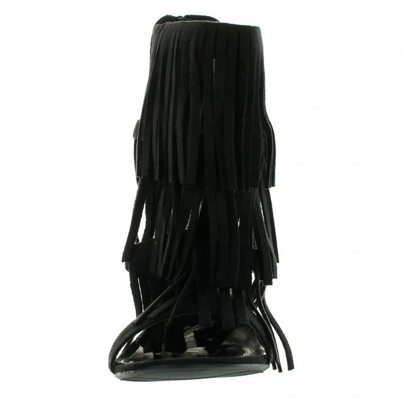 Shi by Journey’s Black Fringe Heels - Picture 6 of 6